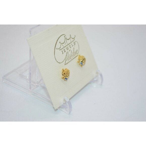 Jewel By ParkLane Gold Tone Blue Rhinestone Eyed - Picture 3 of 4